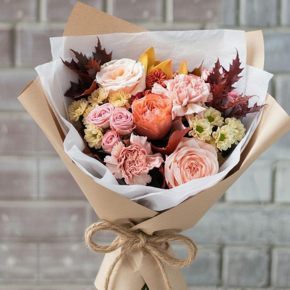 Букет цветов из: Гвоздики, Хризантемы и Розы в Гвардейске