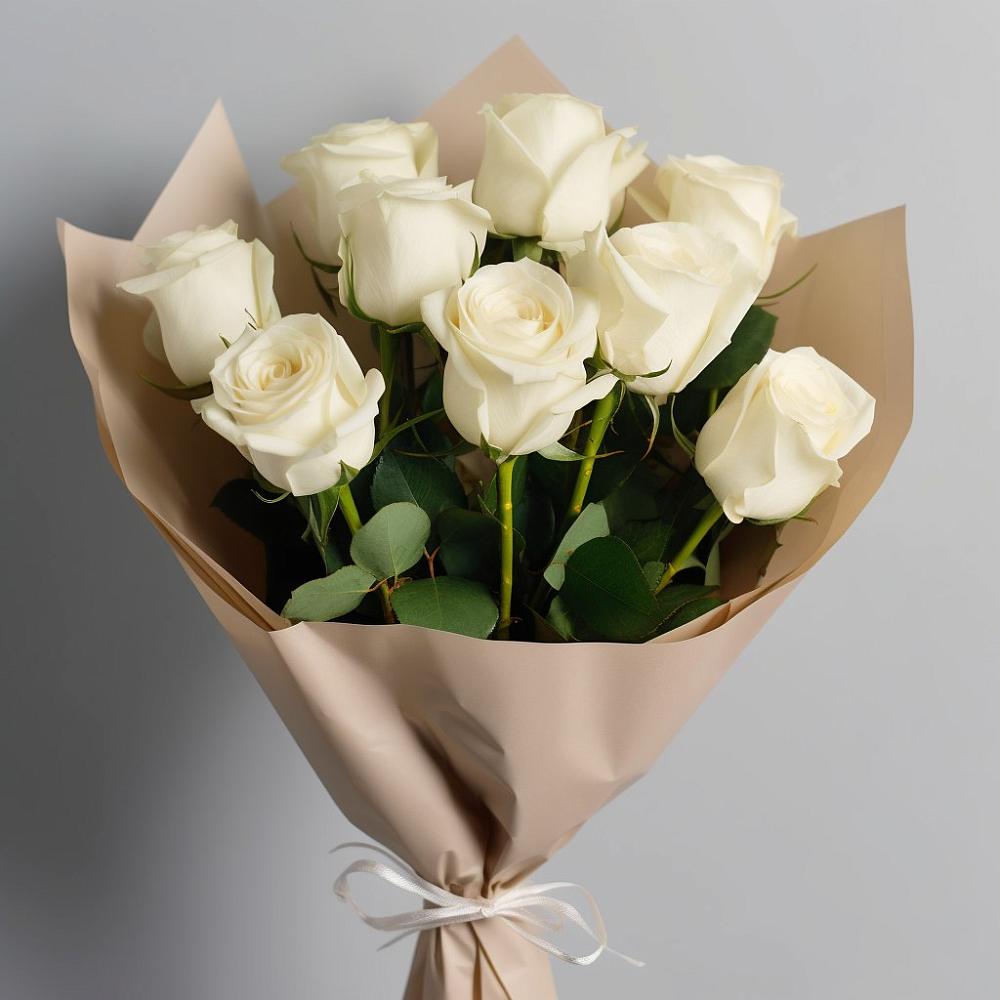 Букет 9 Белых роз Эдлесс Лав в Гвардейске