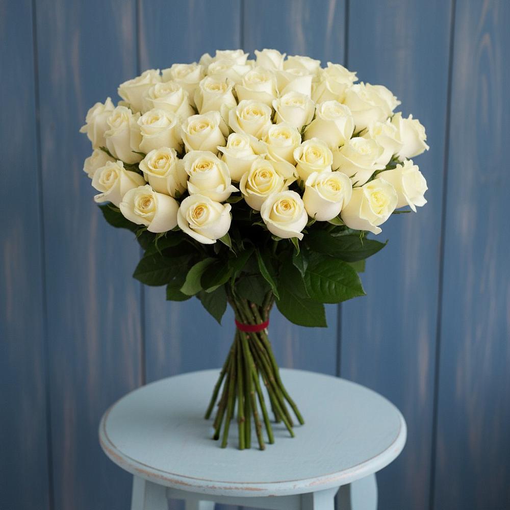 Букет 51 Белая роза Эдлесс Лав в Гвардейске
