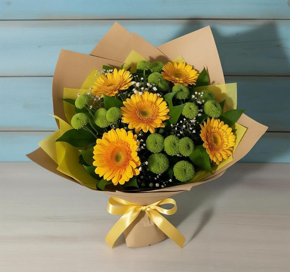 Букет цветов из: Герберы и Хризантемы в Гвардейске