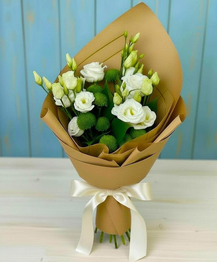 Букет цветов из: Хризантемы и Лизиантусы в Гвардейске