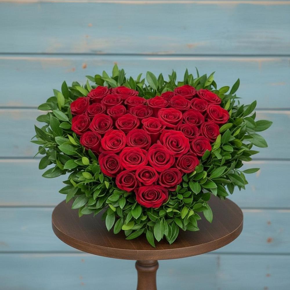 Цветочная композиция из Розы в виде сердца в Гвардейске