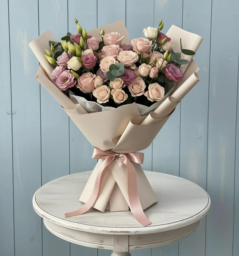 Букет цветов из: Розы и Лизиантусы в Гвардейске