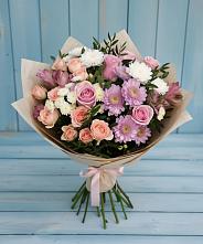 Букет цветов из:  Хризантемы, Розы и Альстромерии в Гвардейске