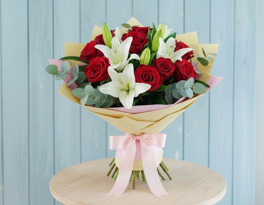 Букет цветов из: Лилии и Розы в Гвардейске